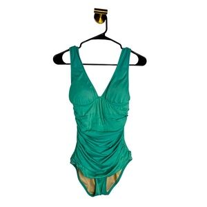 J. Crew Aqua Plunge Neckline One-Piece Swimsuit
